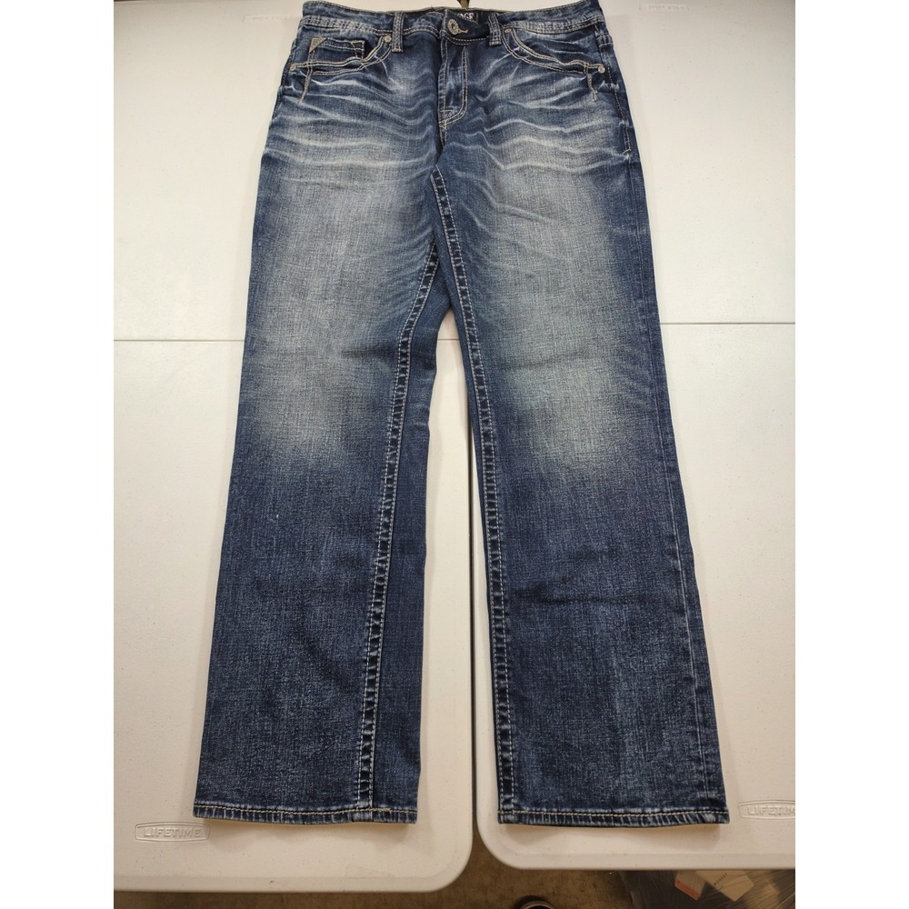 Salvage Anarchy Straight Dark Wash Relaxed Fit Jeans Mens 34R Blue Western